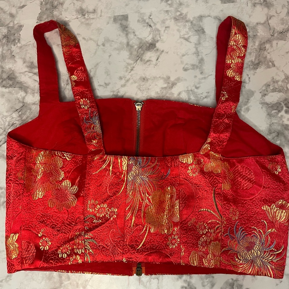 Kimchi Blue Vibrant Red Top with Metallic Thread Size Large - Picture 3 of 4